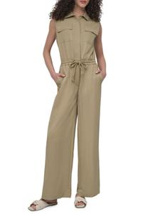 Комбинезон из твила с широкими штанинами и приталенной талией DKNY, цвет Pale Moss