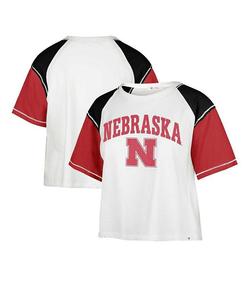 Женская белая укороченная футболка с эффектом потертости Nebraska Huskers Serenity Gia '47 Brand, белый