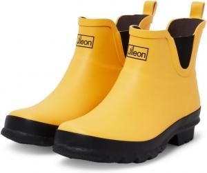 Женские водонепроницаемые резиновые сапоги Jileon до щиколотки - разработаны для широкой стопы и голени - легко надевать и снимать, Yellow