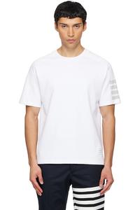 Хлопковая футболка Milano с четырьмя полосами Thom Browne, белый