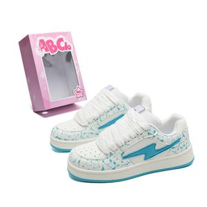 ABCIO Амортизирующие противоскользящие скейтерские кеды унисекс бело-голубые, цвет White Blue