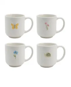 Набор из 4 кружек с весенними мотивами Haven, слоновая кость