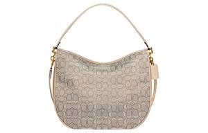 COACH Сумка через плечо из холста с кожаными деталями, кросс-боди женская ecru