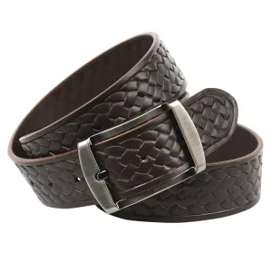 Ремень Anthoni Crown из натуральной кожи растительного дубления с плетеным тиснением, коричневый