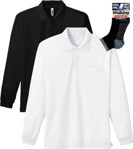 Футболка-поло с длинными рукавами и карманом Glimmer 00335-ALP Dry 4.4 унции, бело-черный