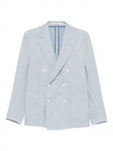 Двубортный пиджак с узором в елочку Tagliatore, синий