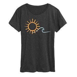 Женская футболка с рисунком Sun and Wave, цвет Heather Charcoal
