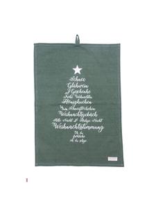 Krasilnikoff Кухонное полотенце с рождественскими надписями, оливково-зеленого цвета