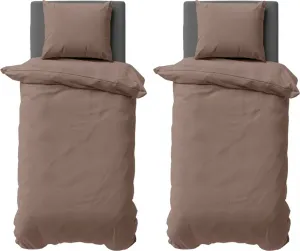 Комплект постельного белья из 4 предметов, размер 135x200 см, микрофибра, пододеяльник, коричневый цвет нуга Müskaan