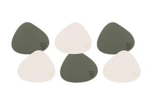 Подставки под стаканы - набор из 6 штук - из переработанной кожи кремово-белого и серо-зеленого цвета Björn, белый