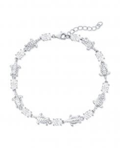 Браслет из стерлингового серебра с чередующимися изображениями слона и овальных фианитов Simona, Silver