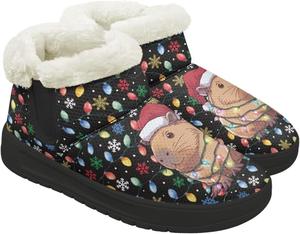 Женские зимние ботинки с искусственным мехом, теплые, с широким носком, прогулочные ботинки, противоскользящие, удобные для улицы, ботильоны на каждый день Chririnla, Cute Capybara