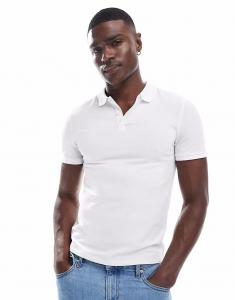 Поло Essentials облегающего кроя из белого пике Asos Design