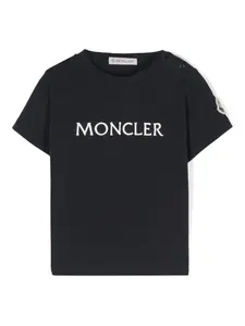 Футболка с вышитым логотипом Moncler Enfant, синий