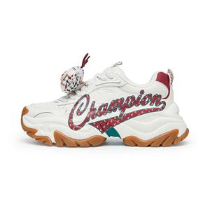Champion Низкие массивные кроссовки женские, молочно-белые/командно-красные