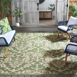 Ковер SAFAVIEH, 31 x 138 см, Courtyard Collection Olive / Natural CY3416 для дома и улицы, брызгозащитный, легко чистится, для патио, заднего двора, прихожей