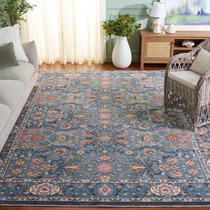 Ковер SAFAVIEH, 244 x 305 см, - Crimson Collection - большой - Blue & Black, традиционный цветочный восточный дизайн, не линяет и легко чистится, идеально для гостиной, спальни, офиса, столовой (CMS224M)