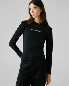 Женская футболка с длинным рукавом и вышитым логотипом Pepe Jeans, черный