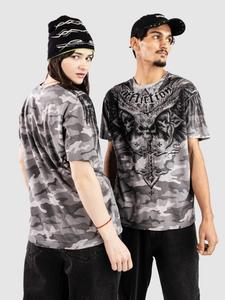 Футболка Affliction Death Eyes T-Shirt, grey camo w/lava wash