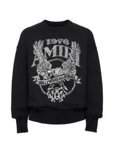 Свитер с графическим принтом и эффектом потертости AMIRI, черный