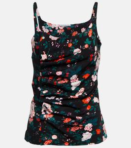 Топ с цветочным принтом и сборками Rabanne, Black Rose Garden