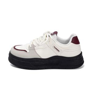 HUANQIU Нескользящие низкие кроссовки для скейтбординга, увеличивающие рост, женские, бежево-красные