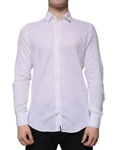 Белая хлопковая приталенная мужская рубашка для торжественных случаев Dolce & Gabbana