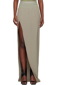 Голливудская плиссированная макси-юбка с разрезом "Кокон" Rick Owens, цвет celadon