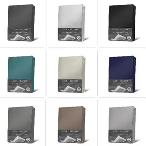 Простыня на резинке из джерси, мягкий плотный хлопок с резинкой по всему периметру, цвет: темно-синий/синий, размер: 180 x 200 см - 200 x 200 см One-Home