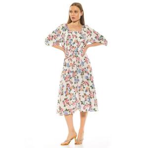 Женское платье Emily Fit &amp; Flare с круглым вырезом и сборками Alexia Admor, цвет ivory floral