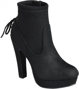 Женские ботильоны Forever Link с круглым носком на массивном высоком каблуке и платформе, Black Suede