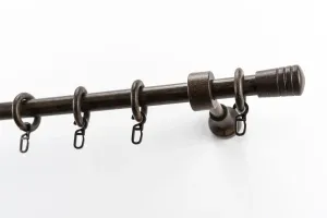 Карниз для штор GARESA "Sandri полный круглый, концевая кнопка Verus", 1 направляющая, желаемая длина, комплект штор из дерева, выдвижной, с кольцами 280 см, цвет nussbaum