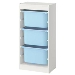 Комбинация для хранения с ящиками TROFAST IKEA, 46x30x95 см, белый/голубой