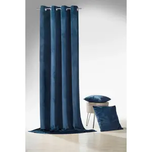 Weckbrodt штора "Валентин", (1 шт.), штора на люверсах, непрозрачная, имитация бархата, велюр, однотонные цвета, цвет nachtblau