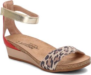 Женские сандалии NAOT Pixie на танкетке с пробковой стелькой и поддержкой свода стопы - регулируемый ремешок на щиколотке - комфорт и поддержка - легкие и идеальны для путешествий - узкая и средняя посадка, красный/золотой