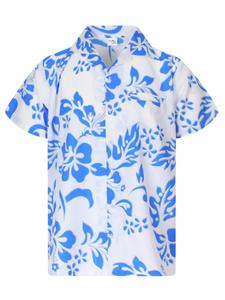 Рубашка King Kameha Hibiscus White Line, бирюзовый