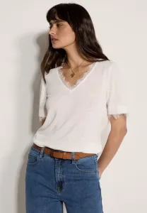 Футболка с принтом ресниц из фактурной ткани Apricot, Cream