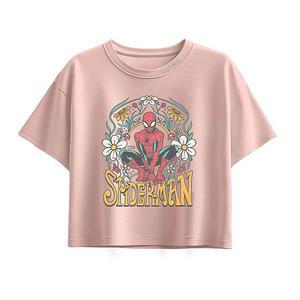 Футболка Boxy для девочек 7-16 лет Spider-Man Vintage Florals Marvel, Light Pink