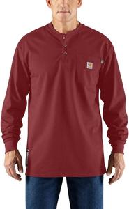 Футболка Carhartt Men's Flame Resistant Force Cotton с длинным рукавом, хенли, Dark Barn Red