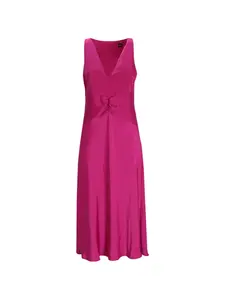 Платье миди А-силуэта с перекрученным V-образным вырезом Boss, розовый
