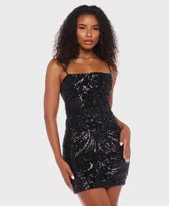 Платье-футляр с сетчатыми бретельками и пайетками для юниоров B Darlin, черный
