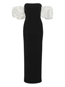 Макси-платье с пышными рукавами Rotate Birger Christensen, черный