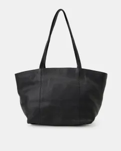 Кожаный шоппер среднего размера с фирменной отделкой Latouche, черный