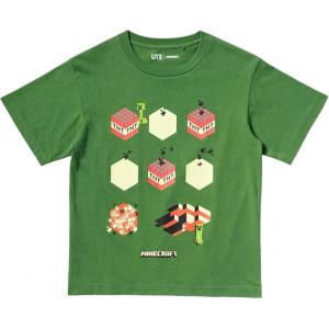 Футболка Minecraft для детей 3-7 лет UNIQLO, зеленый