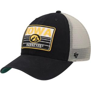 Мужская кепка '47 Black/Natural Iowa Hawkeyes Four Stroke Clean Up Trucker Snapback