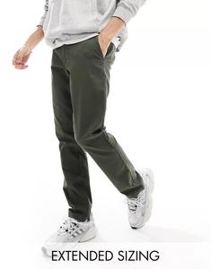 Темно-хаки узкие брюки чиносы ASOS