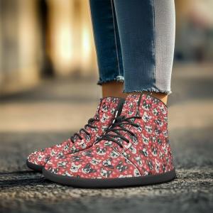 Женские Босоножки Без Каблука с Широким Носком, Высокие Кроссовки на Шнуровке с Противоскользящей Подошвой и Нулевым Перепадом GETELINSENG, French Bulldog