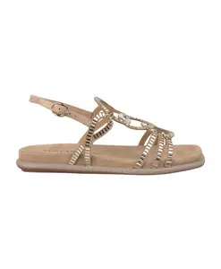 Сандалии на плоской подошве с ремешками, украшенными кристаллами. Alma En Pena, бежевый