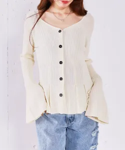 Кардиган с баской и ребристой вязкой Archives, цвет Ivory