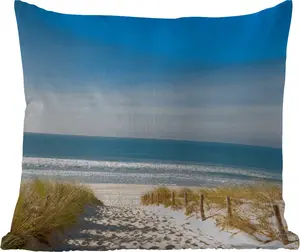 Подушка для улицы - Пляж - Море - Дюна - Песок - Лето - 60x60 см - Устойчива к погодным условиям - Подушка для отдыха - Декоративная подушка - Подушка для сна MuchoWow